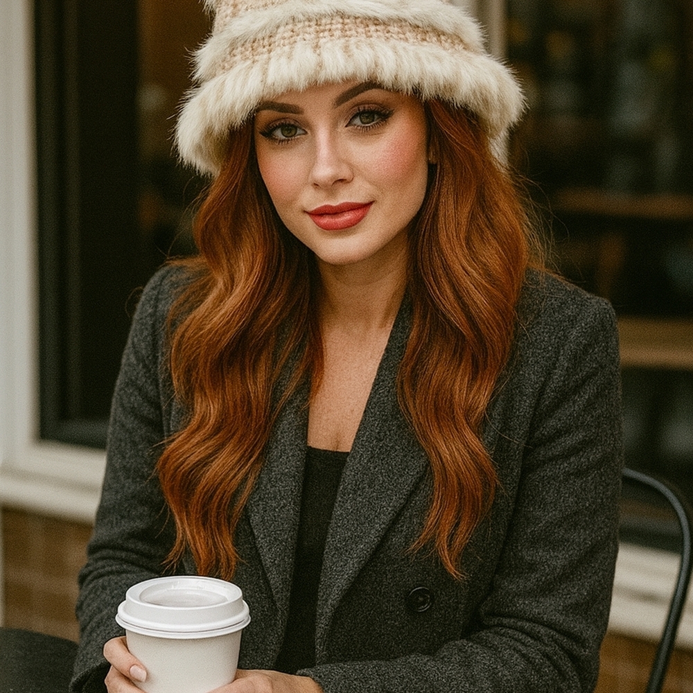 Fluffy Faux Fur Trim Soft Cable Knit Patchwork Plush Winter Boho Bucket Hat